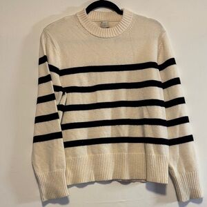 a new day Cream and Black Striped Crewneck Sweater